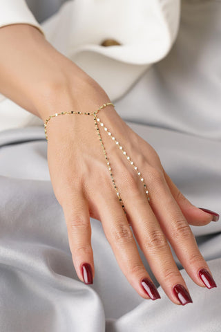 14ct Gold Bold Mirror Link Hand Chain