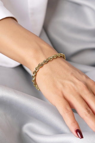 14ct Solid Gold Bold Rope Chain Bracelet