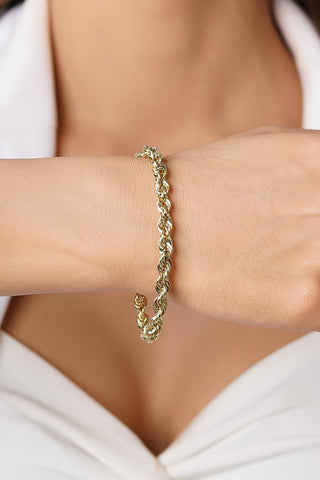 14ct Solid Gold Bold Rope Chain Bracelet