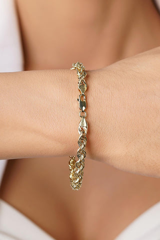 14ct Solid Gold Bold Rope Chain Bracelet