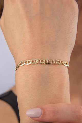 14ct Gold Flat Mariner Chain Set ( Chian _ Bracelet )
