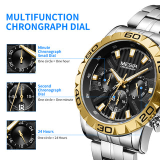 MEGIR Watches Business Mens Watches Top Brand Luxury Quartz Casual Wristwatch Date Clock Waterproof Wrist Watch Chronograph 2087