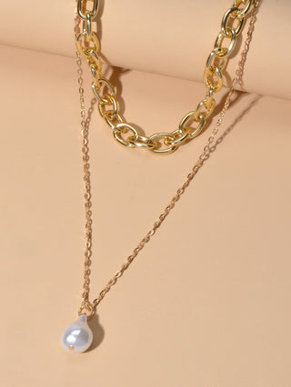 Double Layer Gold Chunky Necklace Chains