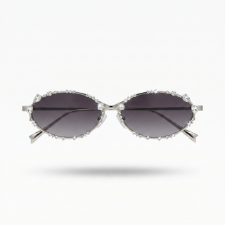 Radiant Rhinestone Oval Sunglasses