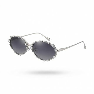 Radiant Rhinestone Oval Sunglasses