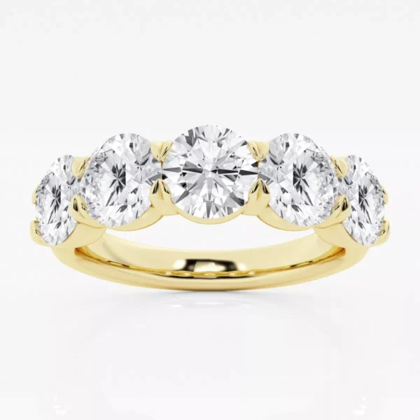 3ct 18k Gold Round Diamond 5 Stone Lab-Grown Anniversary Ring.