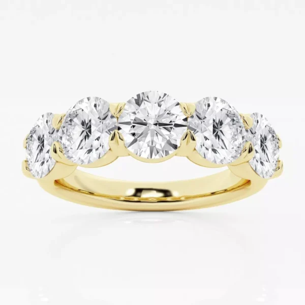 3ct 14k Gold Round Diamond 5 Stone Lab-Grown Anniversary Ring.